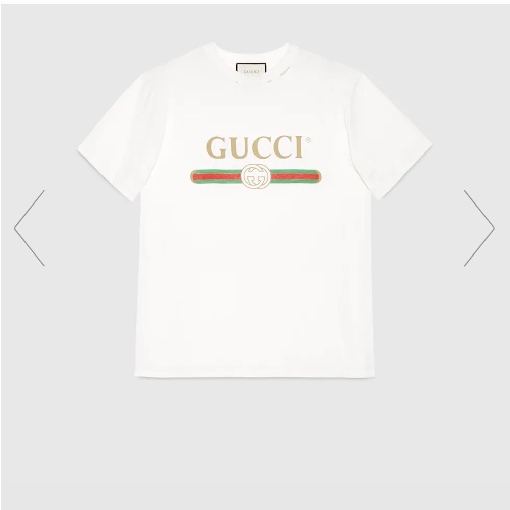 Gucci White Short Sleeve Tee with Iconic Logo